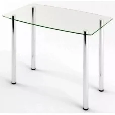 Glass dining table D-05-0 with tempered glass and chrome legs